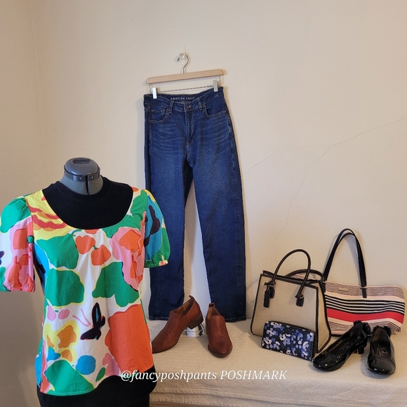 AEO MOM jeans high waisted five pocket ankle length long like new stretch tall - Picture 16 of 17